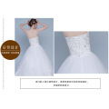 Q003 Lace Up In Stock Wedding Apparel Wholesale Strapless Beaded Long train Elegant bridal gown wedding dress lace